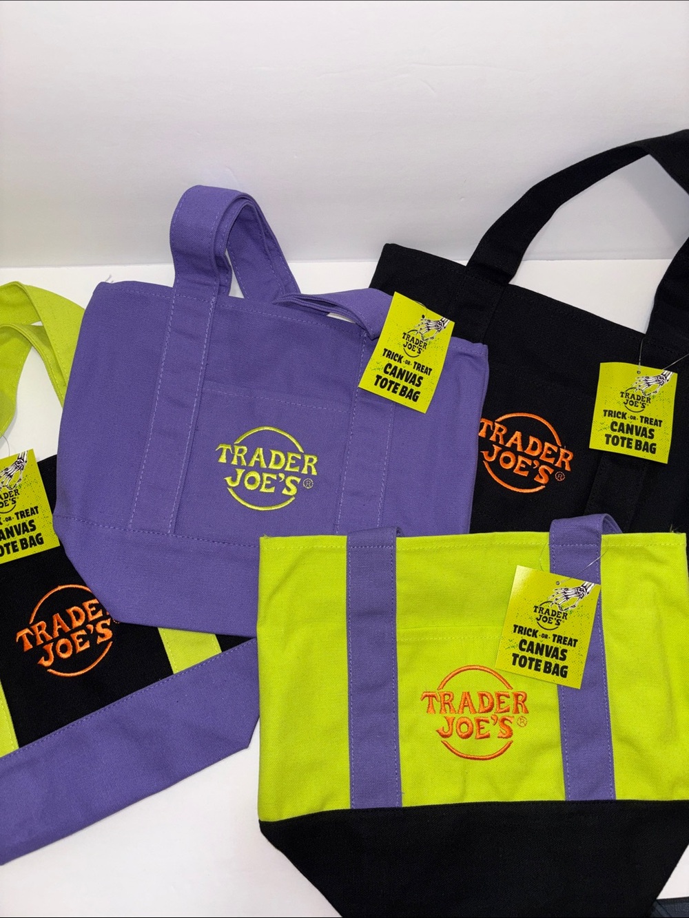 NEW 2026 Set of 4 Halloween Canvas Mini Totes